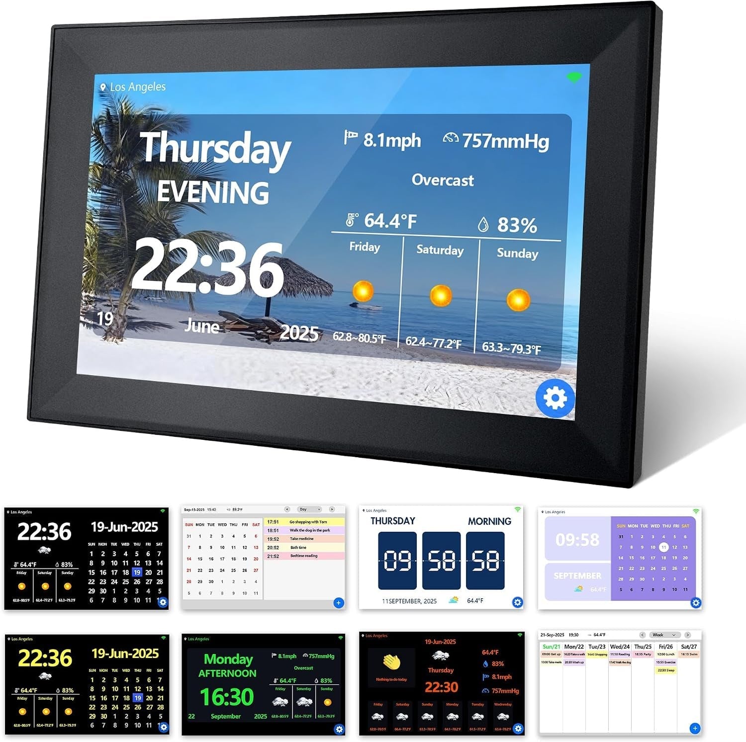 DageCres Horloge Calendrier Tactile WiFi 10.1 Pouces