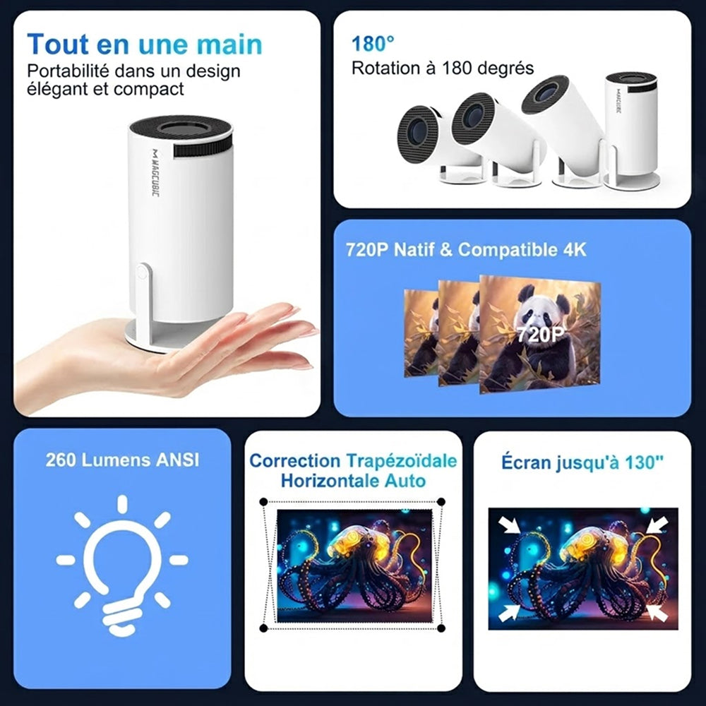 AcStroit Projecteur Portable HD avec Android 11 Smart