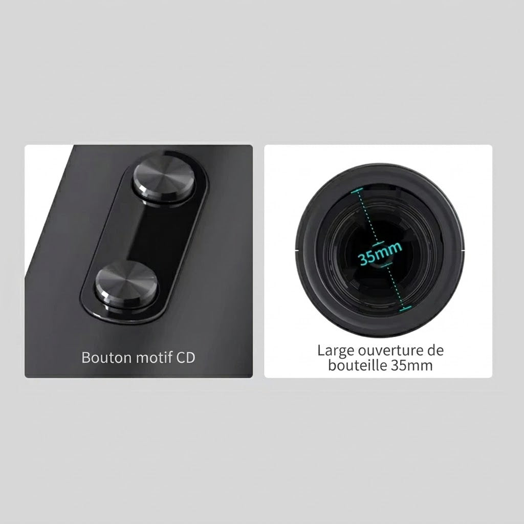 Tire-Bouchon Électrique 25W Coffret Vin 4 en 1 Ouvre-Bouteille 35mm ChériOnde
