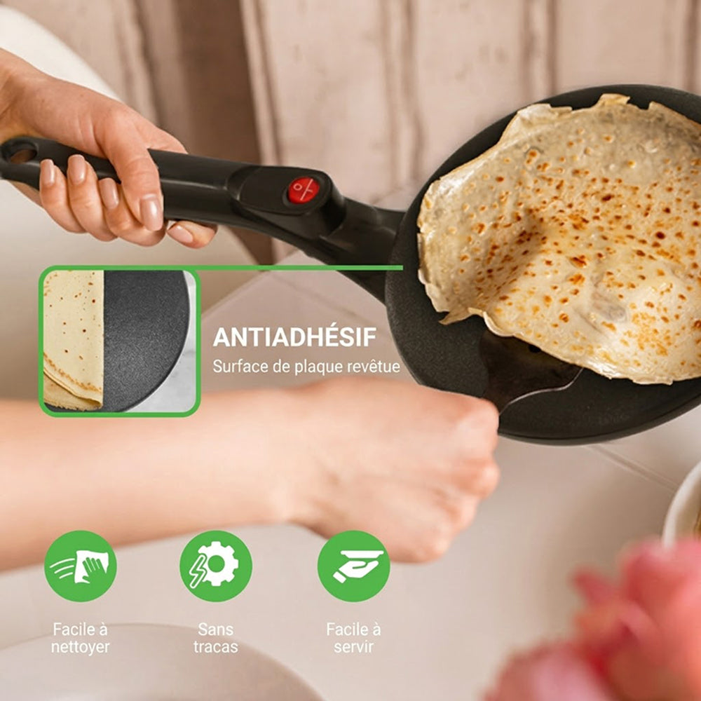 Crêpière CrepiLik 800W Antiadhésive Chauffe Rapide