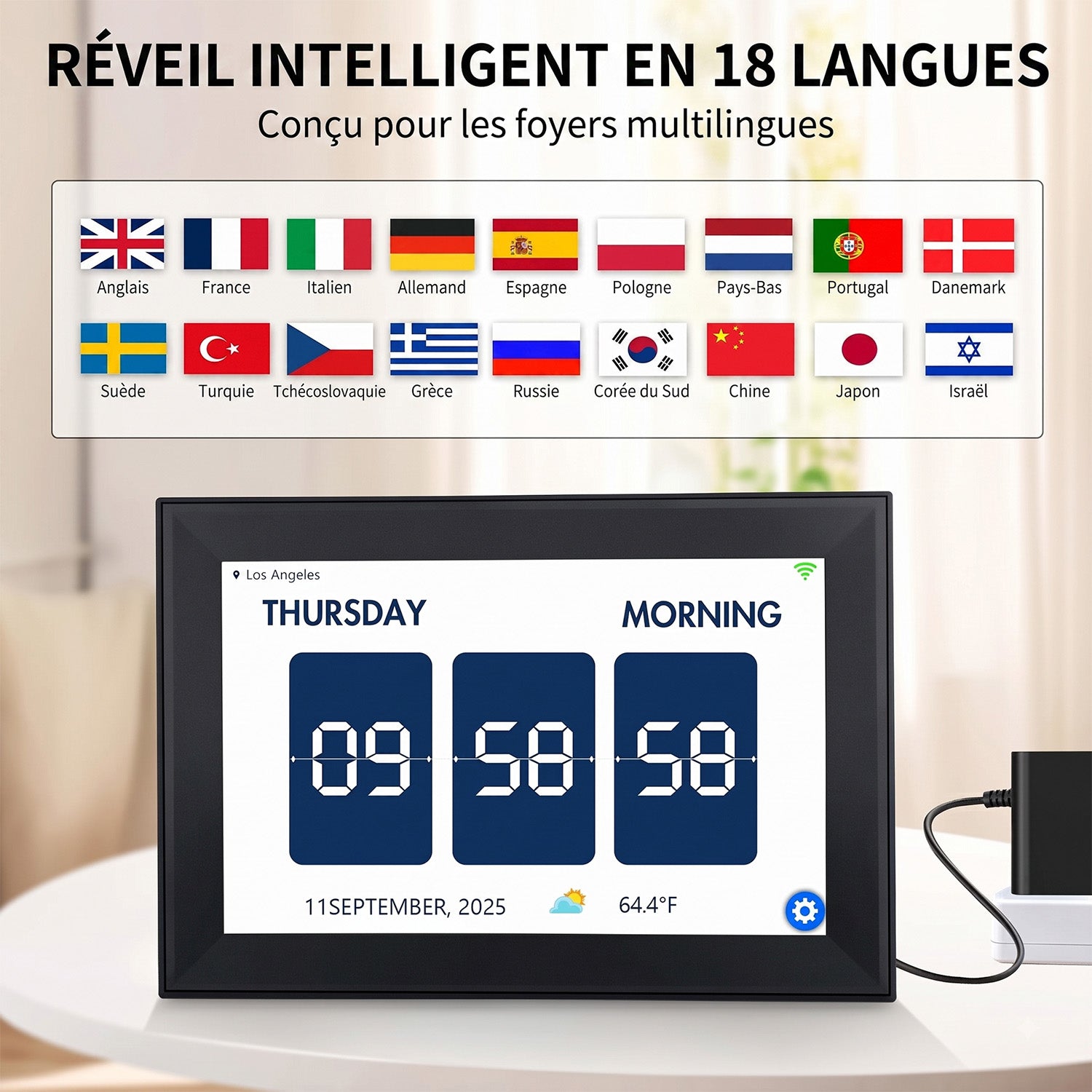 DageCres Horloge Calendrier Tactile WiFi 10.1 Pouces