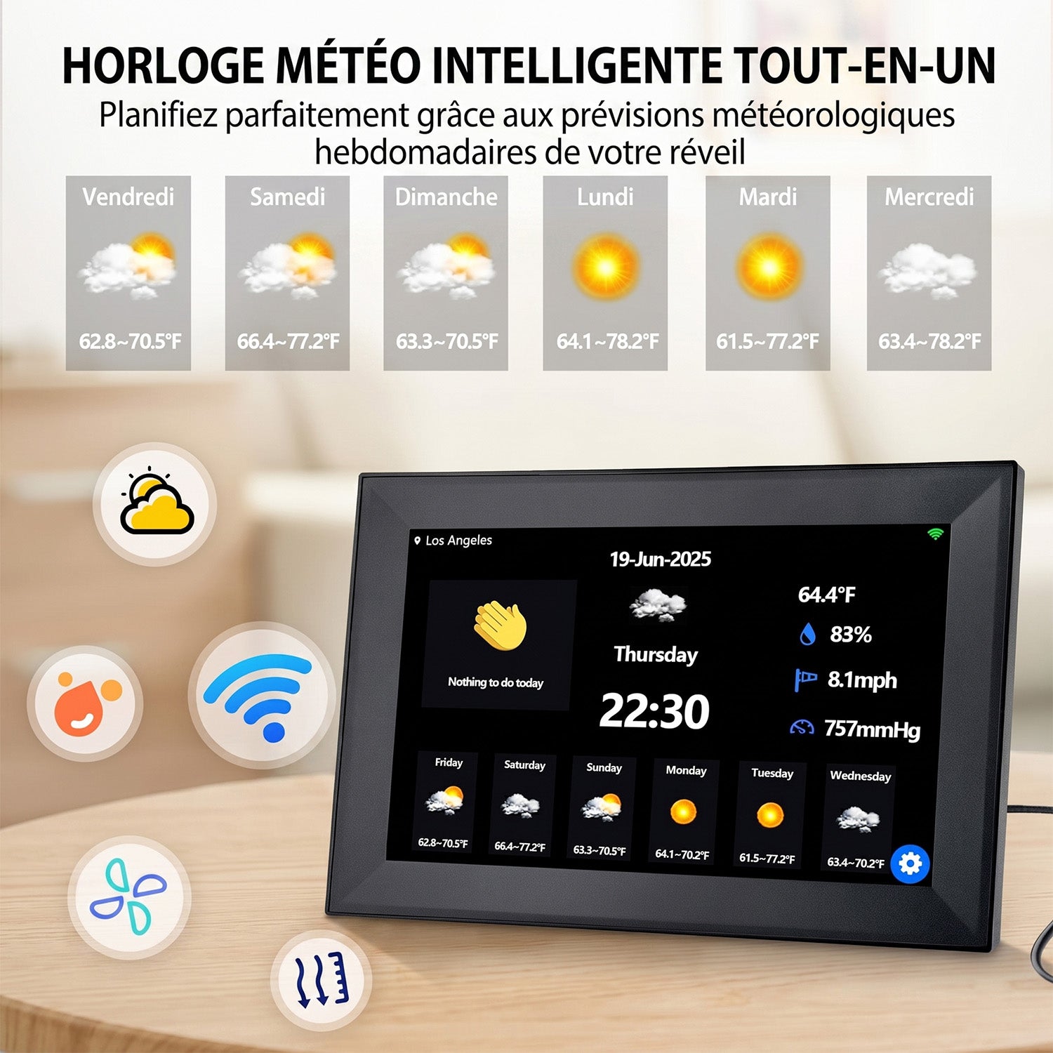 DageCres Horloge Calendrier Tactile WiFi 10.1 Pouces