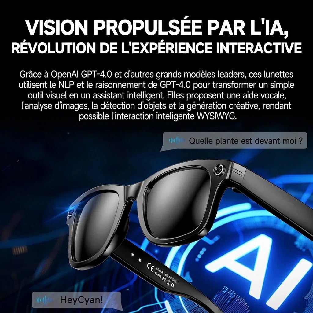 Lunettes connectées IA EdsaRolt avec ChatGPT et Caméra HD