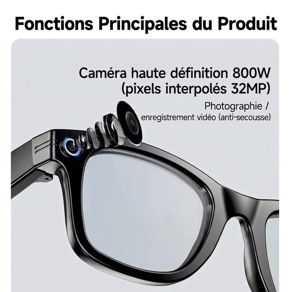 Lunettes connectées IA EdsaRolt avec ChatGPT et Caméra HD