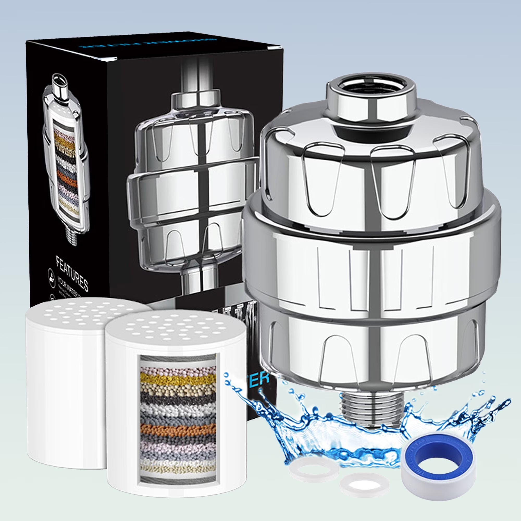 FilCleani Filtre de Douche 15 Étapes Anti-Chlore et Calcaire