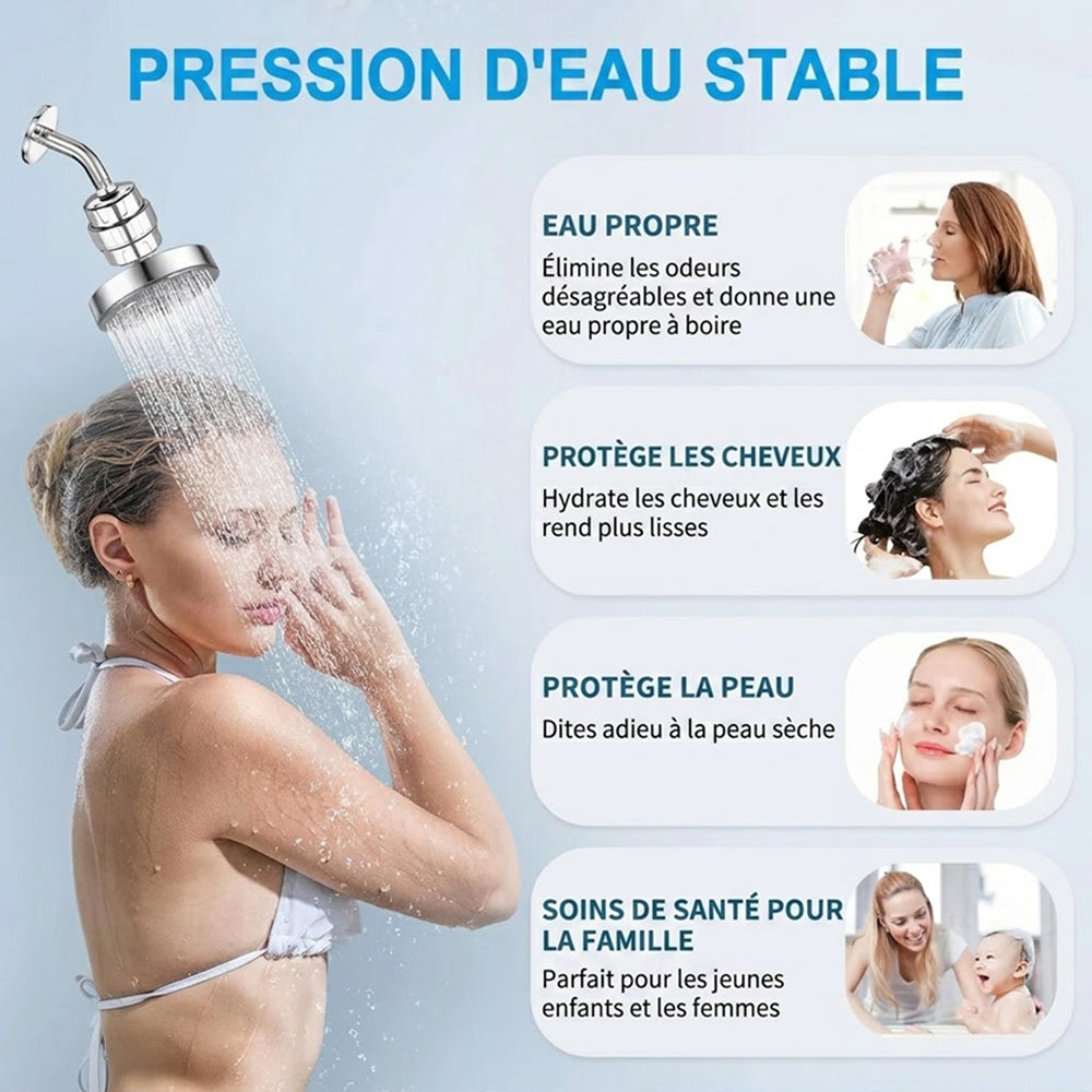 FilCleani Filtre de Douche 15 Étapes Anti-Chlore et Calcaire