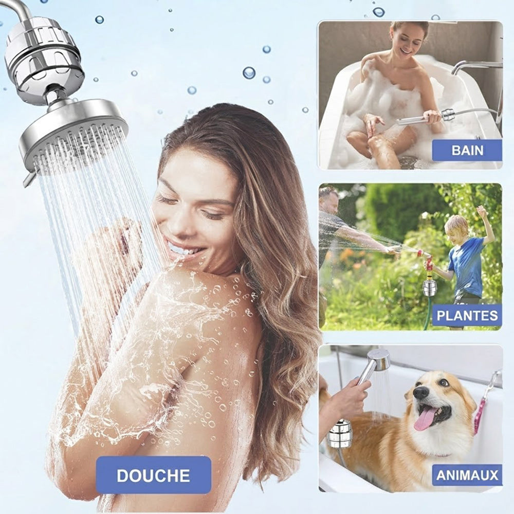 FilCleani Filtre de Douche 15 Étapes Anti-Chlore et Calcaire