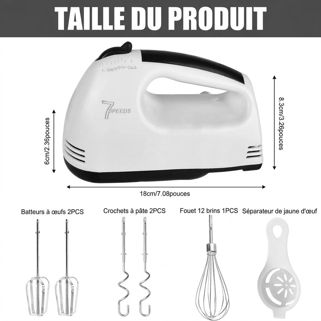 Batteur Électrique de Cuisine Portable pour Pâtisserie
