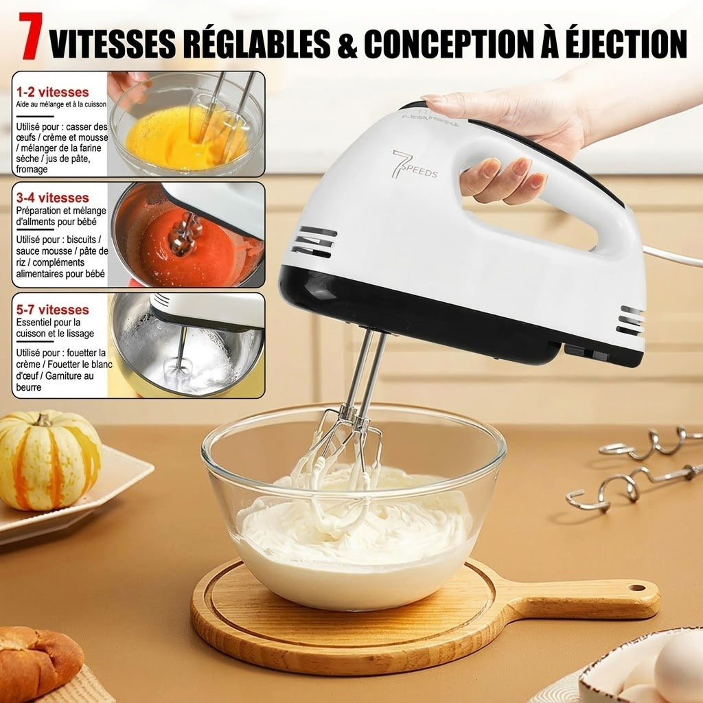 Batteur Électrique de Cuisine Portable pour Pâtisserie