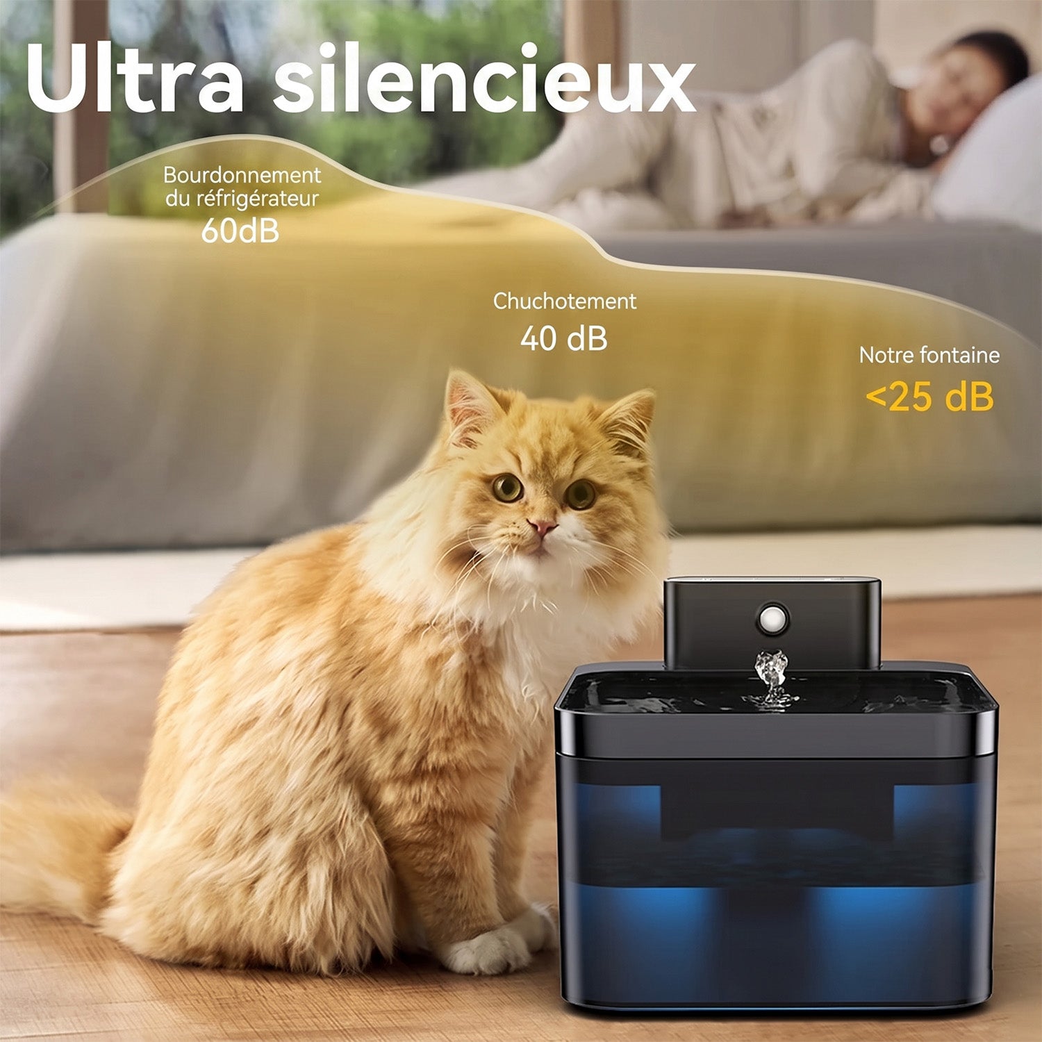 FotivCat Fontaine à Eau Sans Fil Pour Chat 2.2L Silencieuse