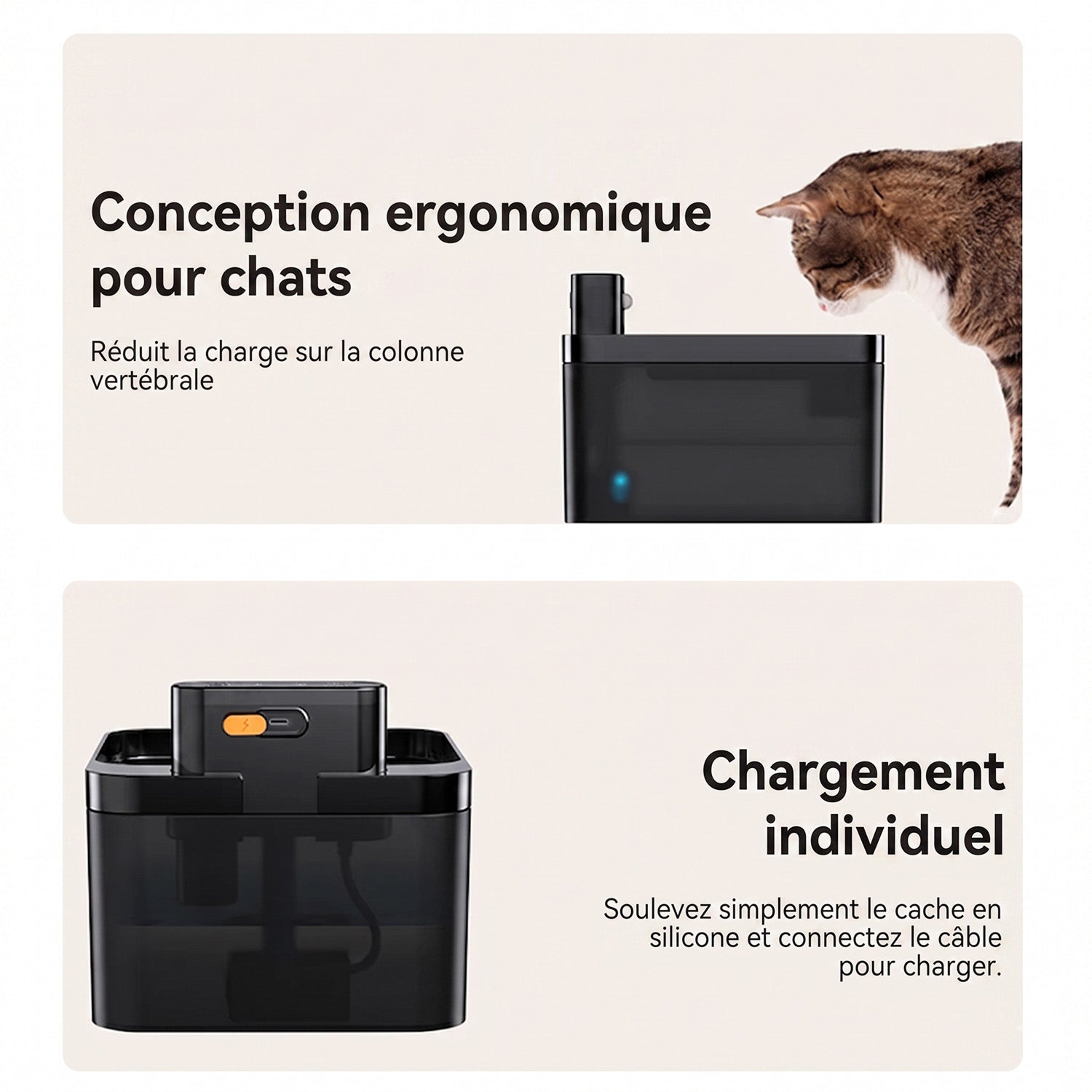 FotivCat Fontaine à Eau Sans Fil Pour Chat 2.2L Silencieuse