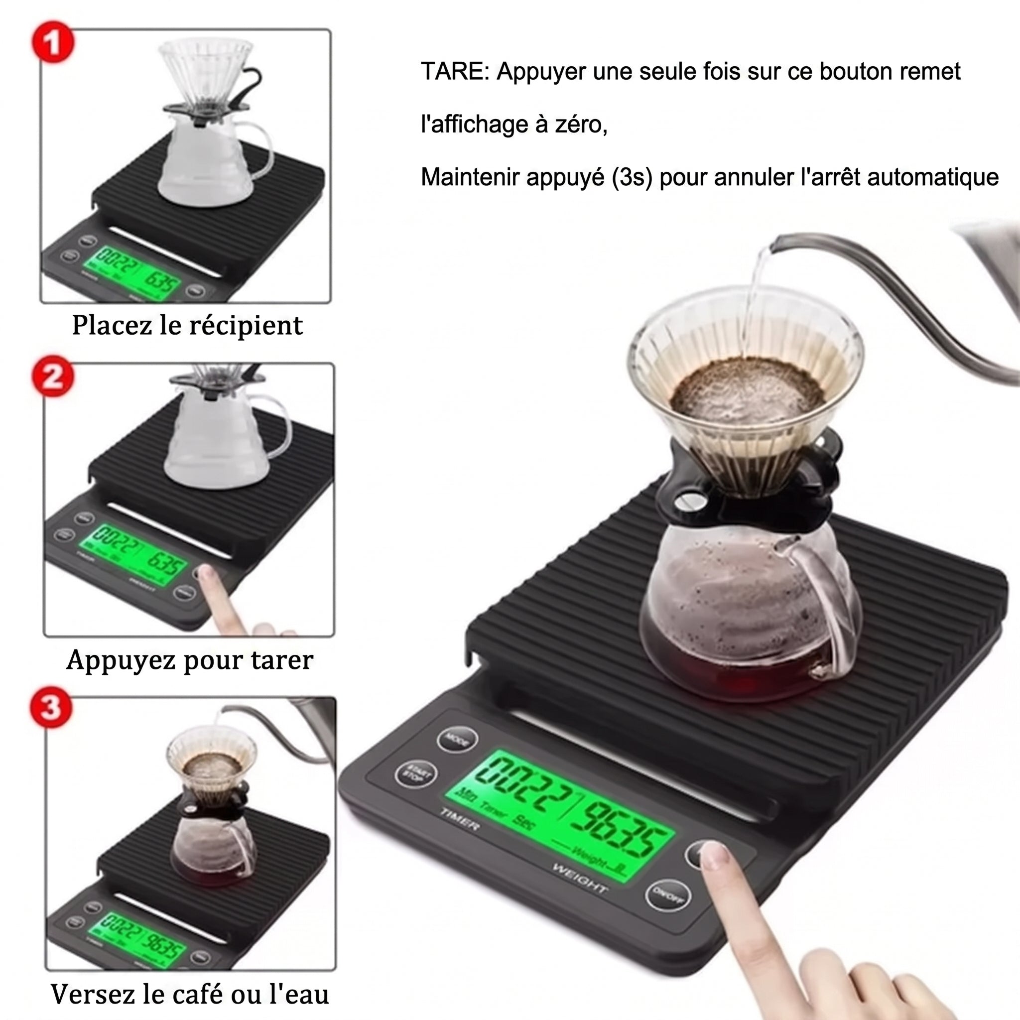 Foulévol Balance de Cuisine Numérique Haute Précision pour Café & Pâtisserie