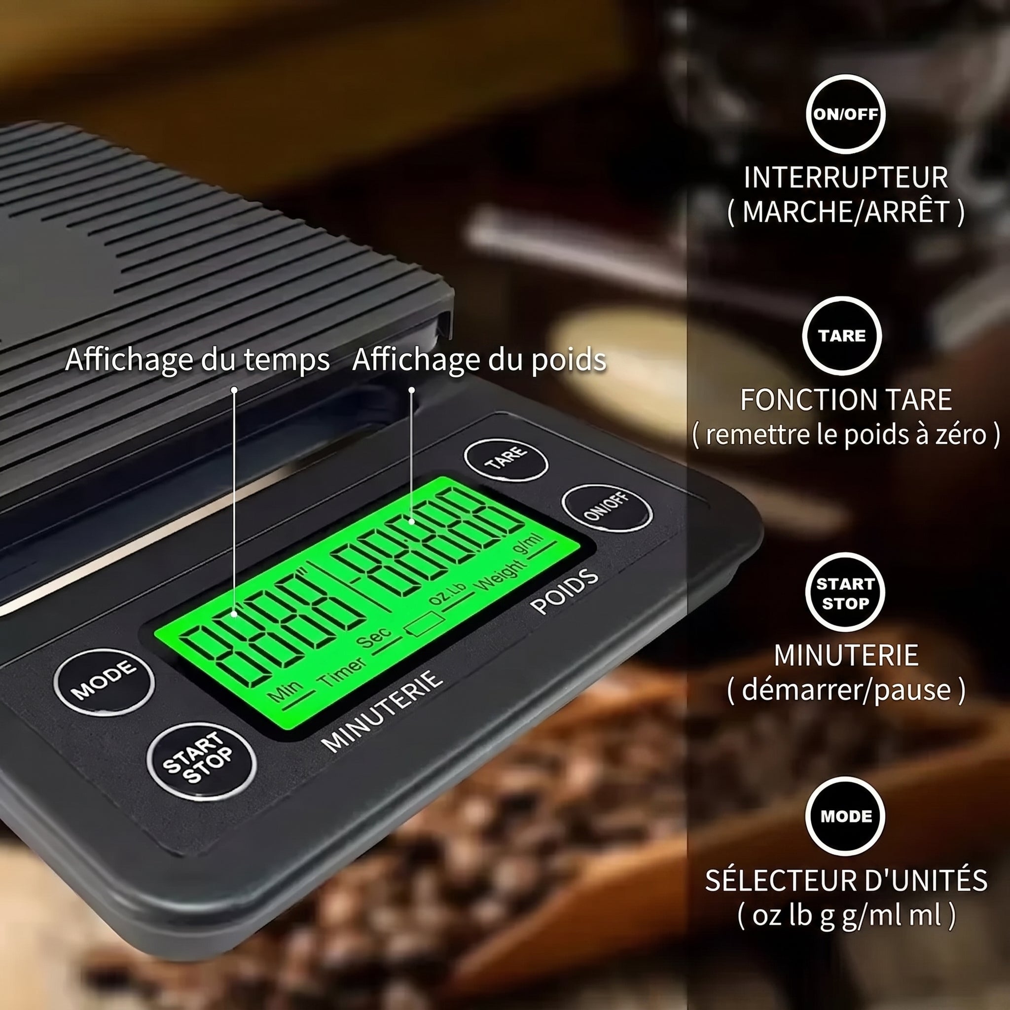 Foulévol Balance de Cuisine Numérique Haute Précision pour Café & Pâtisserie