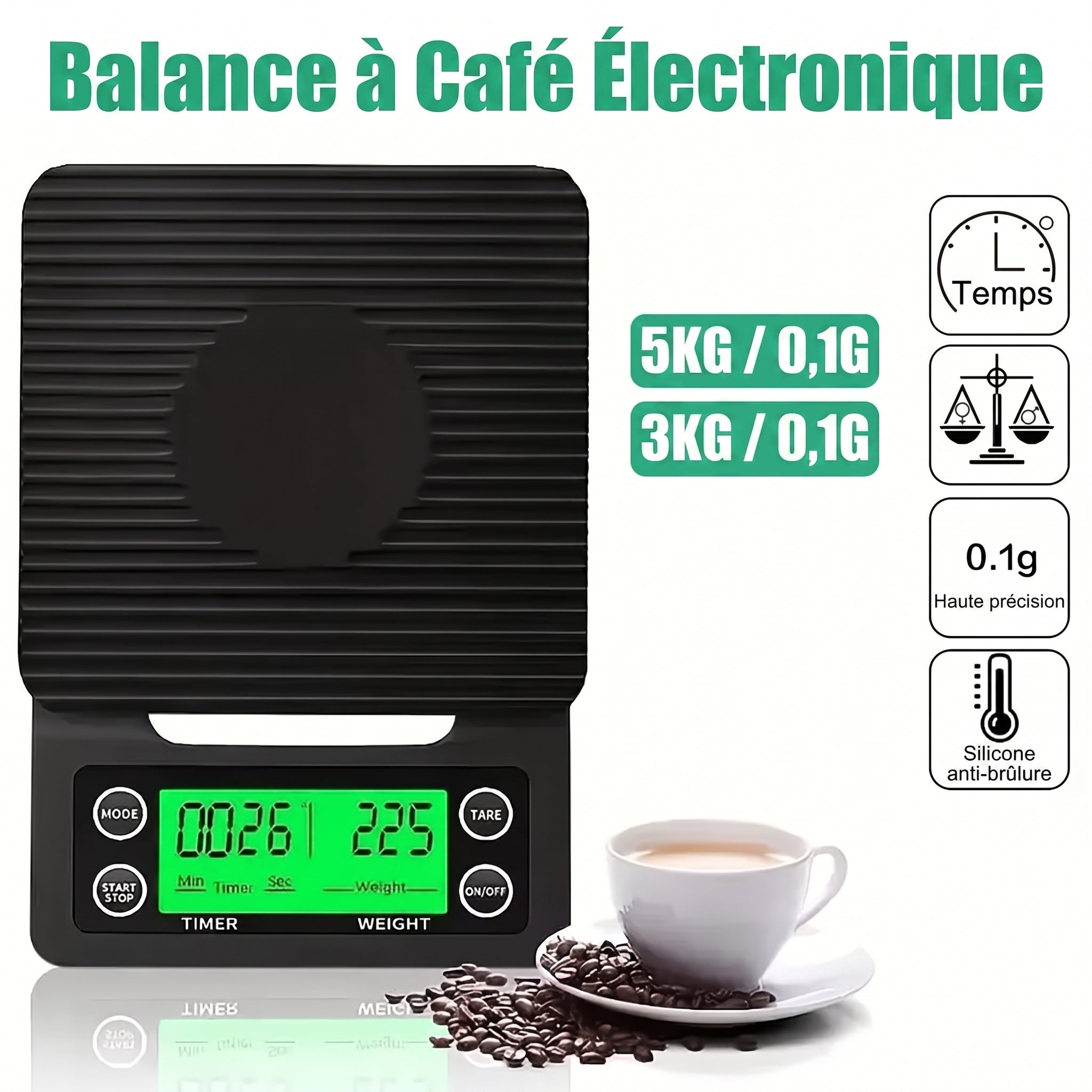 Foulévol Balance de Cuisine Numérique Haute Précision pour Café & Pâtisserie