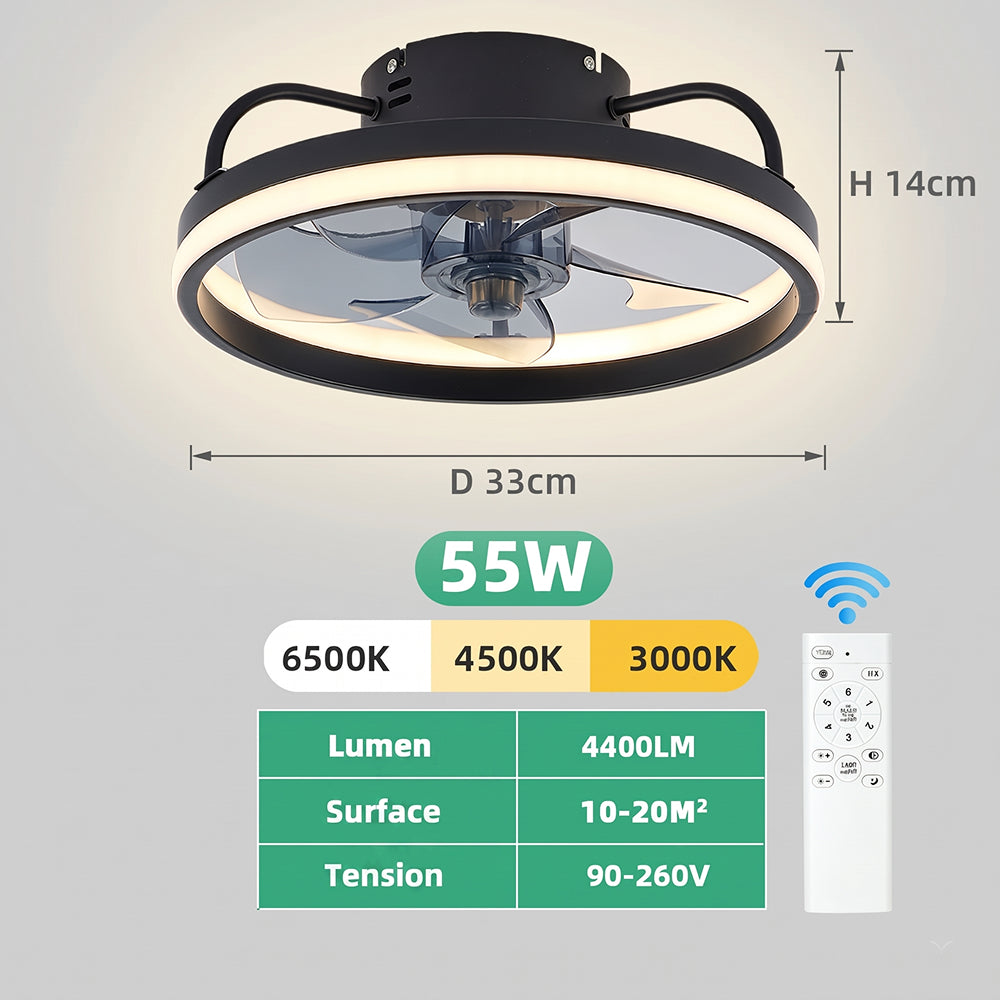 Ventilateur de Plafond Silencieux GaitMorn avec Télécommande et Lumière LED
