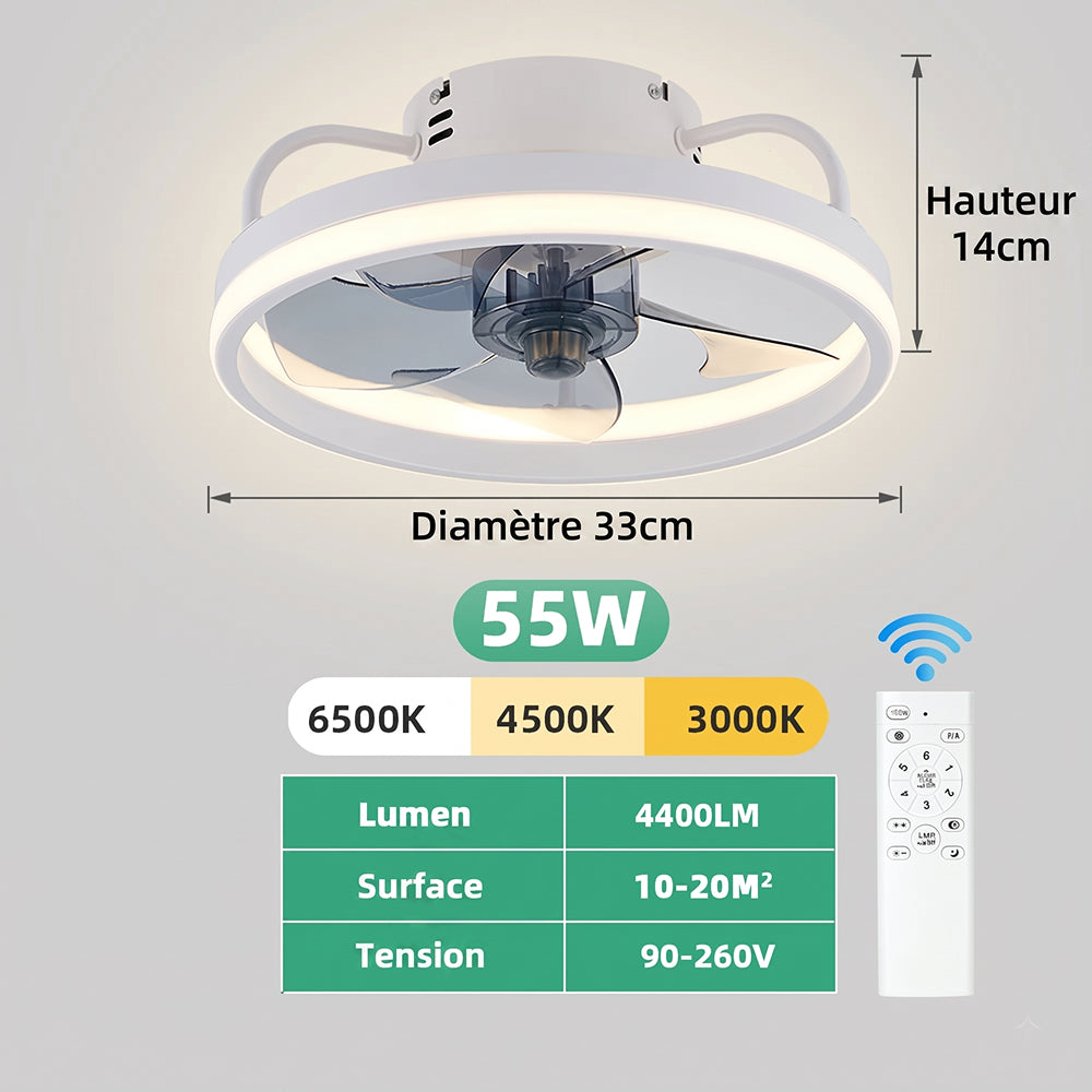 Ventilateur de Plafond Silencieux GaitMorn avec Télécommande et Lumière LED