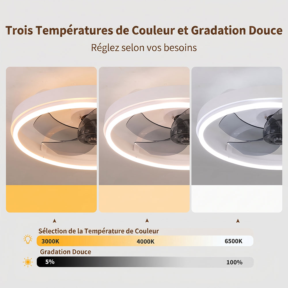 Ventilateur de Plafond Silencieux GaitMorn avec Télécommande et Lumière LED