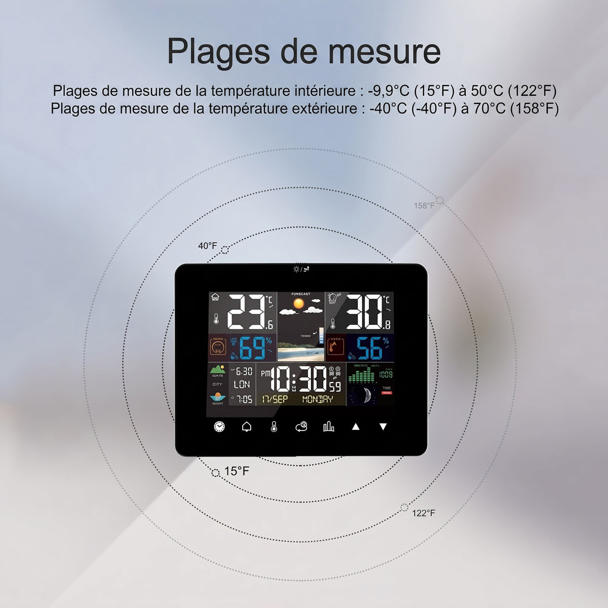 HixThemix Thermomètre Intérieur Extérieur Sans Fil
