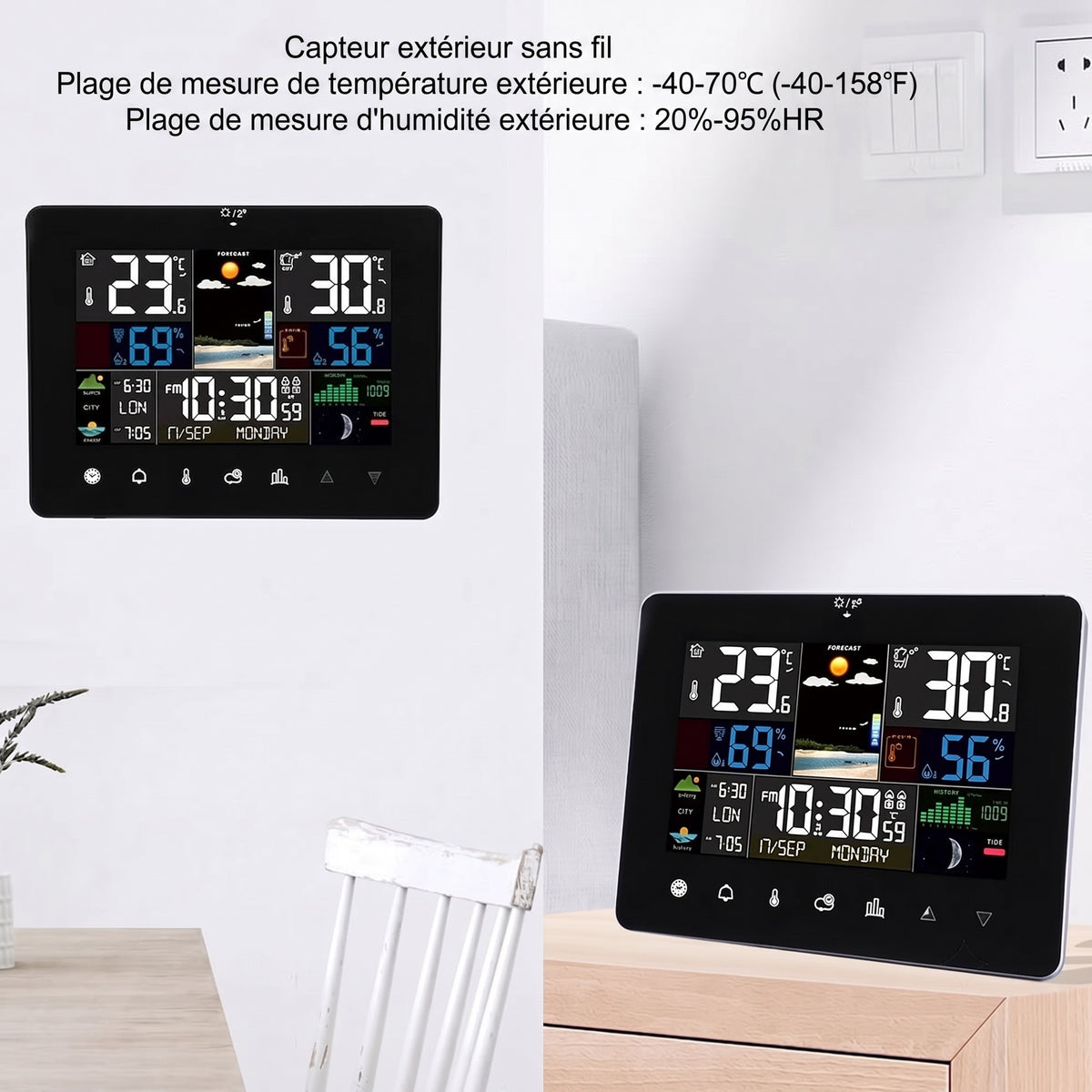 HixThemix Thermomètre Intérieur Extérieur Sans Fil