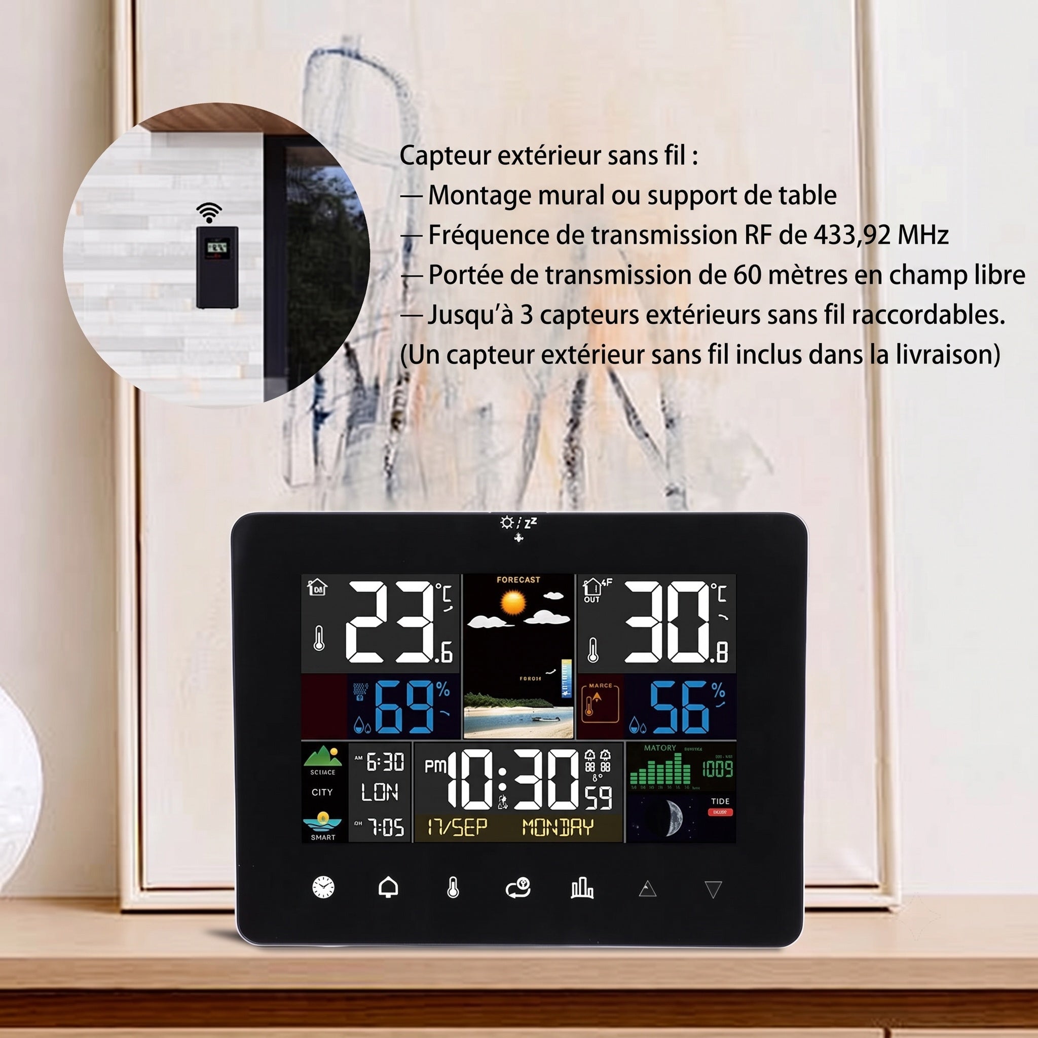 HixThemix Thermomètre Intérieur Extérieur Sans Fil