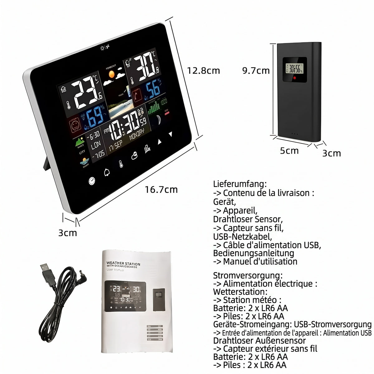 HixThemix Thermomètre Intérieur Extérieur Sans Fil