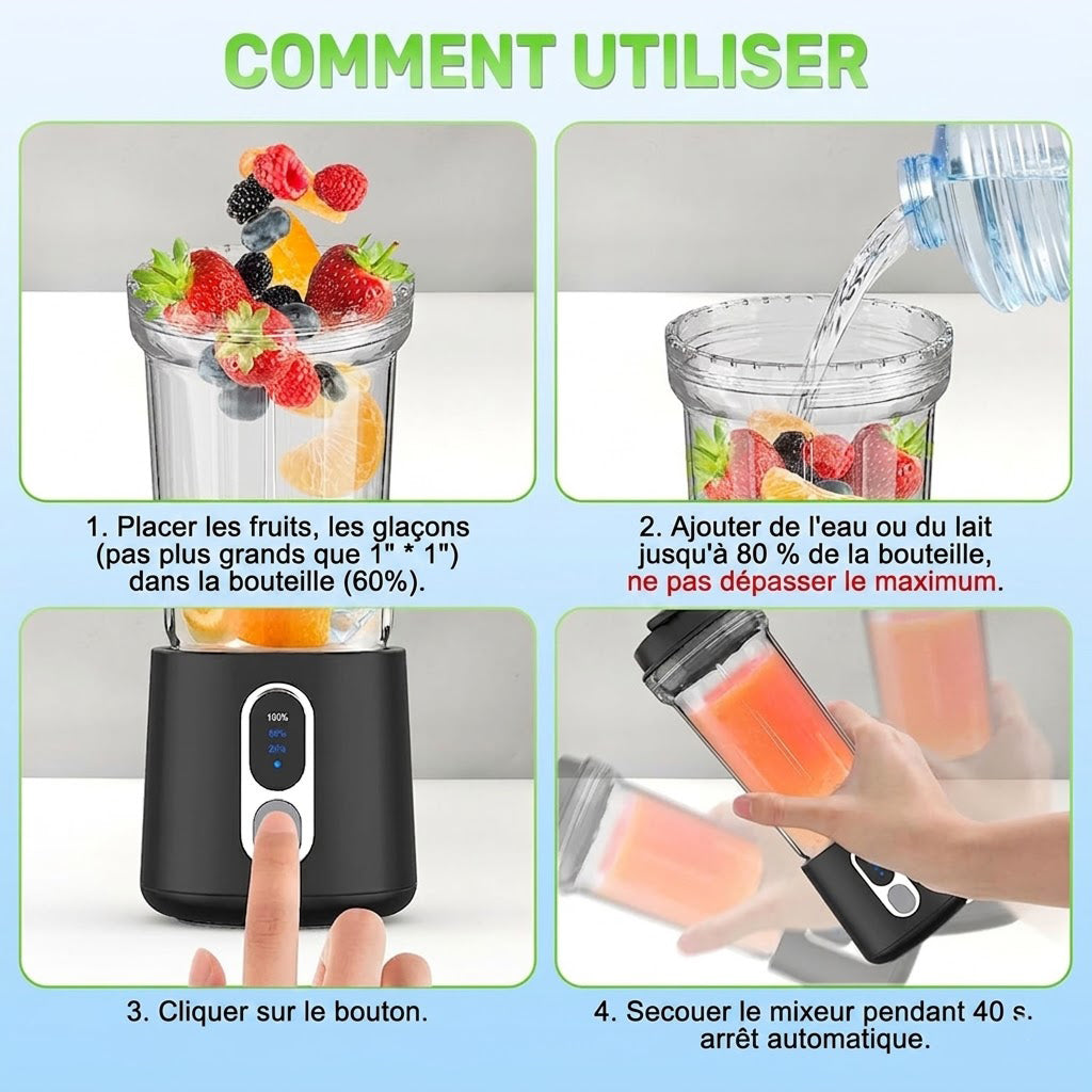 Mixeur Portable JeriFros | Smoothies et Jus Frais Partout