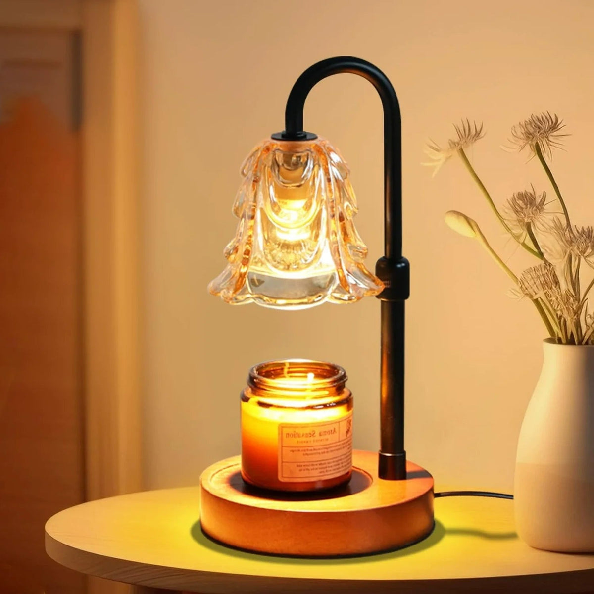 LighCodi Lampe Chauffe Bougie Florale Réglable avec Minuterie