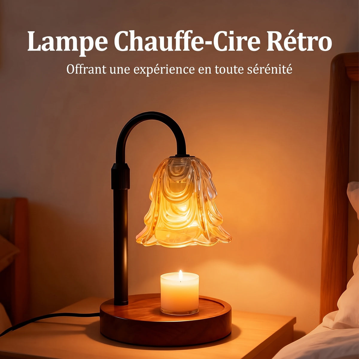 LighCodi Lampe Chauffe Bougie Florale Réglable avec Minuterie
