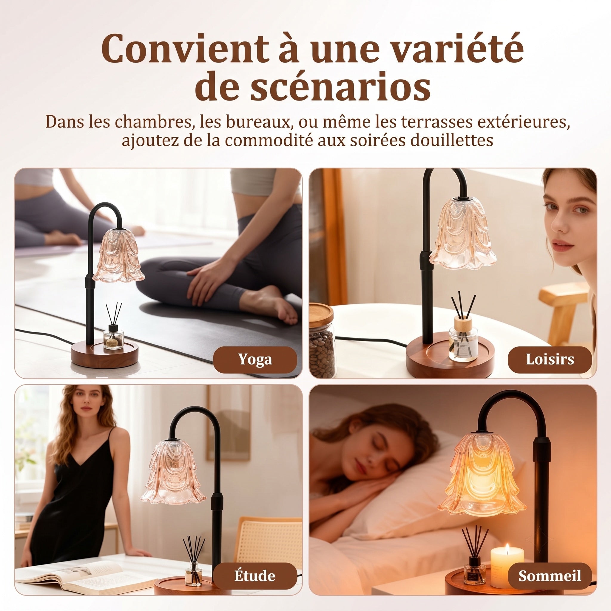 LighCodi Lampe Chauffe Bougie Florale Réglable avec Minuterie