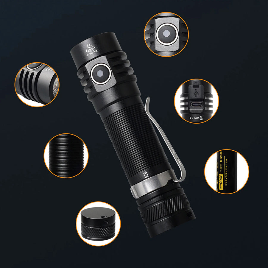 Lampe Torche Rechargeable LumaBemi LED T6 USB-C