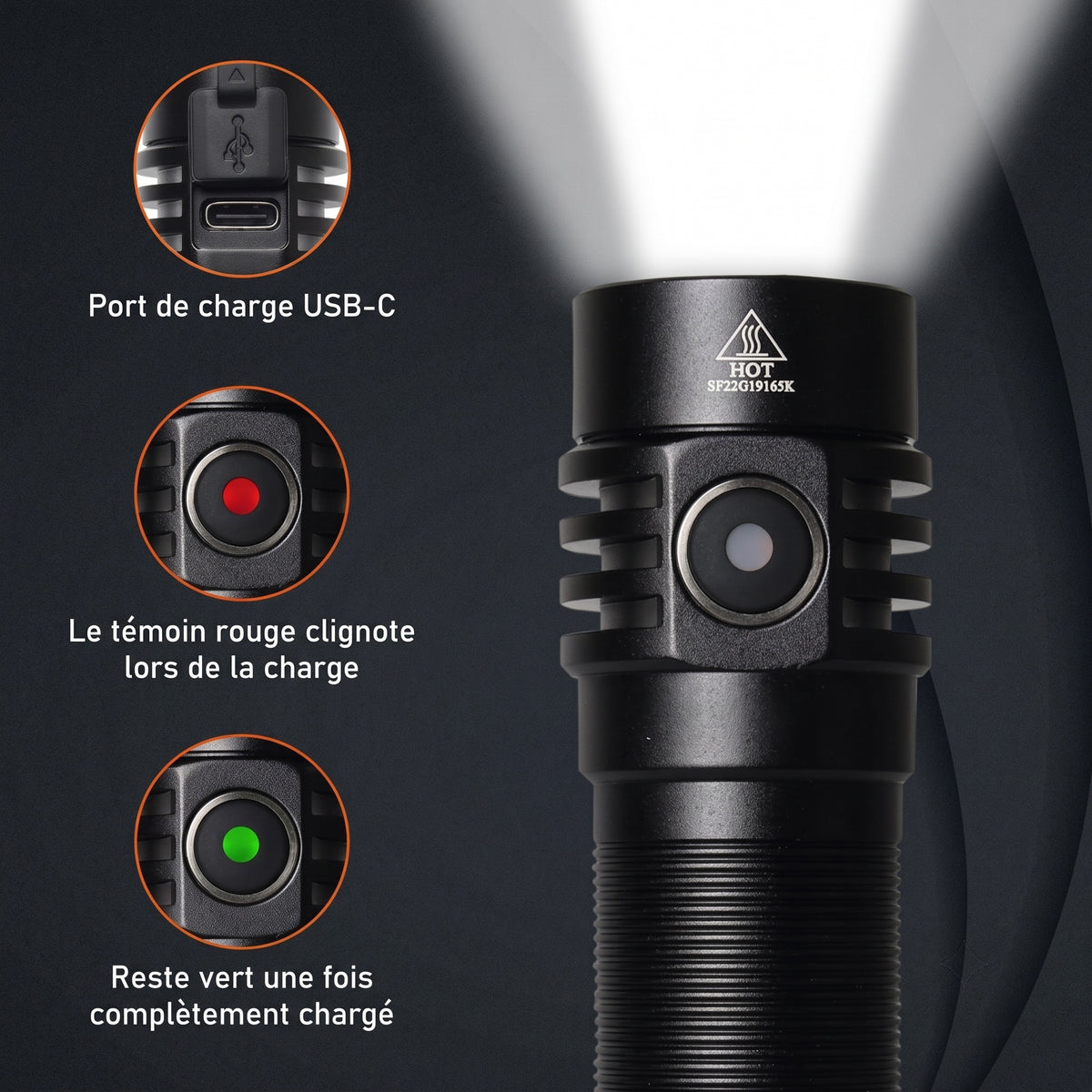 Lampe Torche Rechargeable LumaBemi LED T6 USB-C