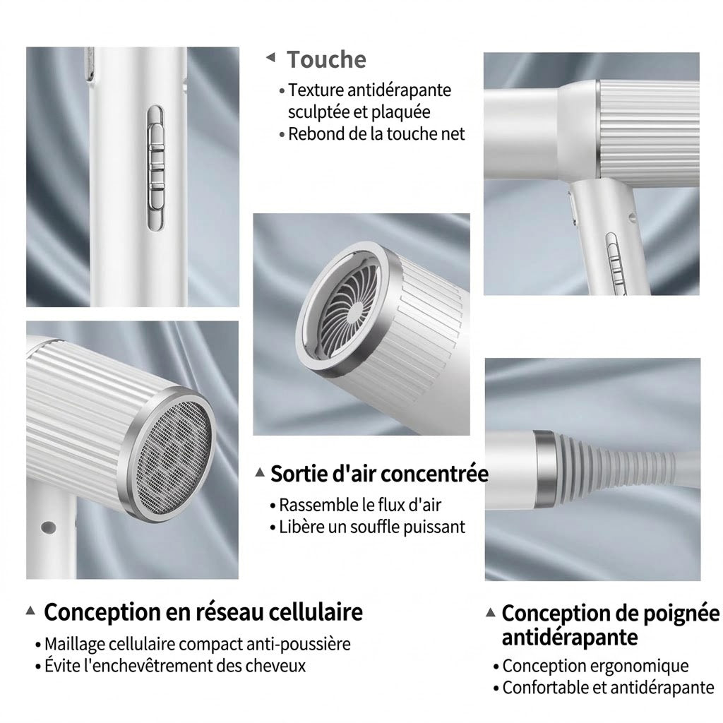 LumeAiro Séchoir Cheveux Ionique Puissant 1300W Professionnel