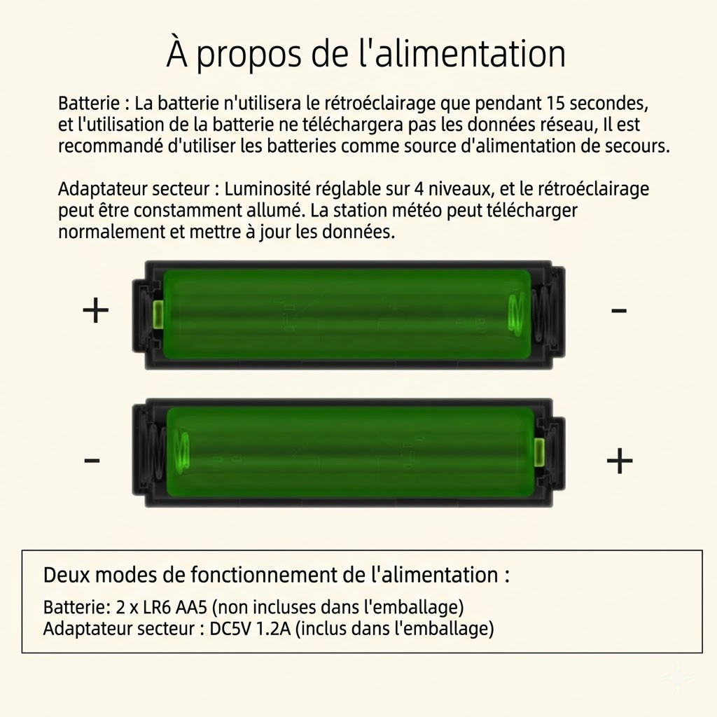 Station Météo Connectée MenaNoxi - Écran LCD Couleur WiFi, Prévisions sur 5 Jours avec Indice UV, Application Mobile et Support Multi-Capteurs