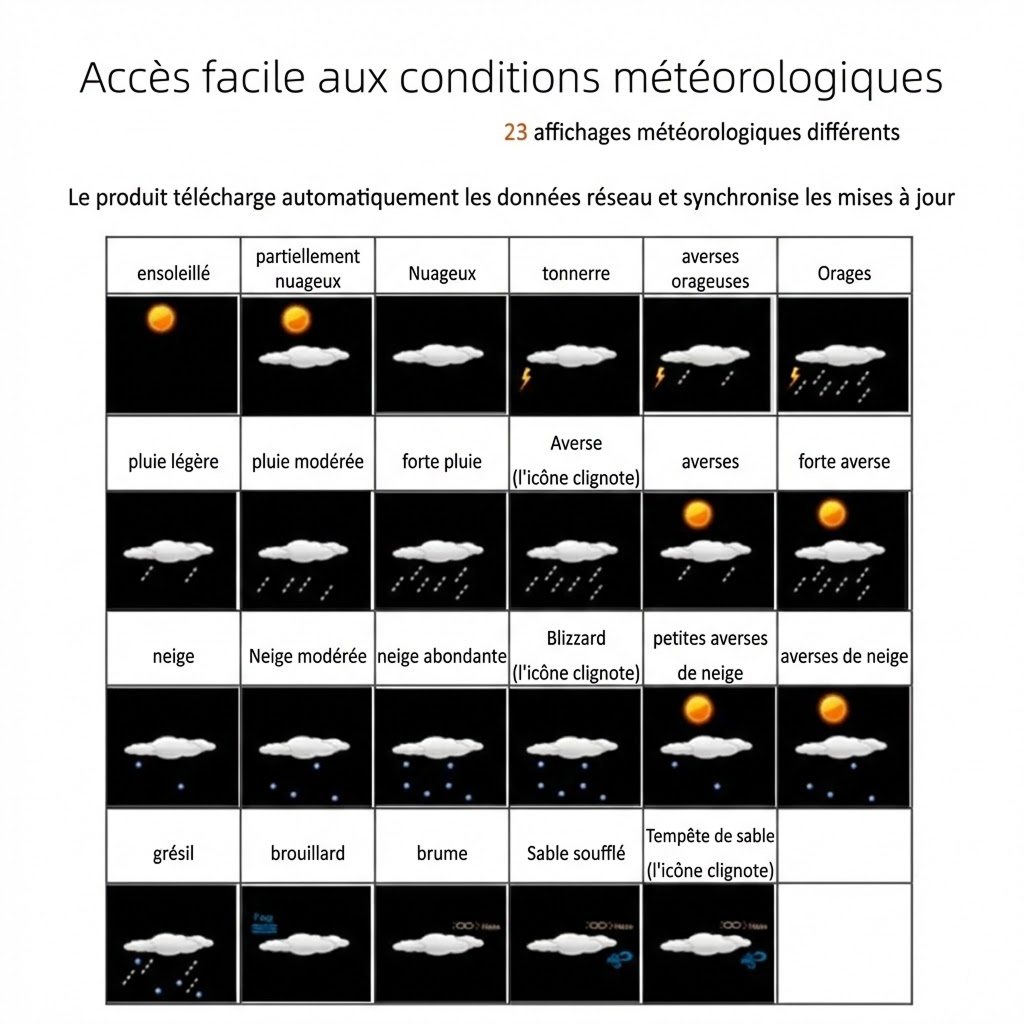 Station Météo Connectée MenaNoxi - Écran LCD Couleur WiFi, Prévisions sur 5 Jours avec Indice UV, Application Mobile et Support Multi-Capteurs