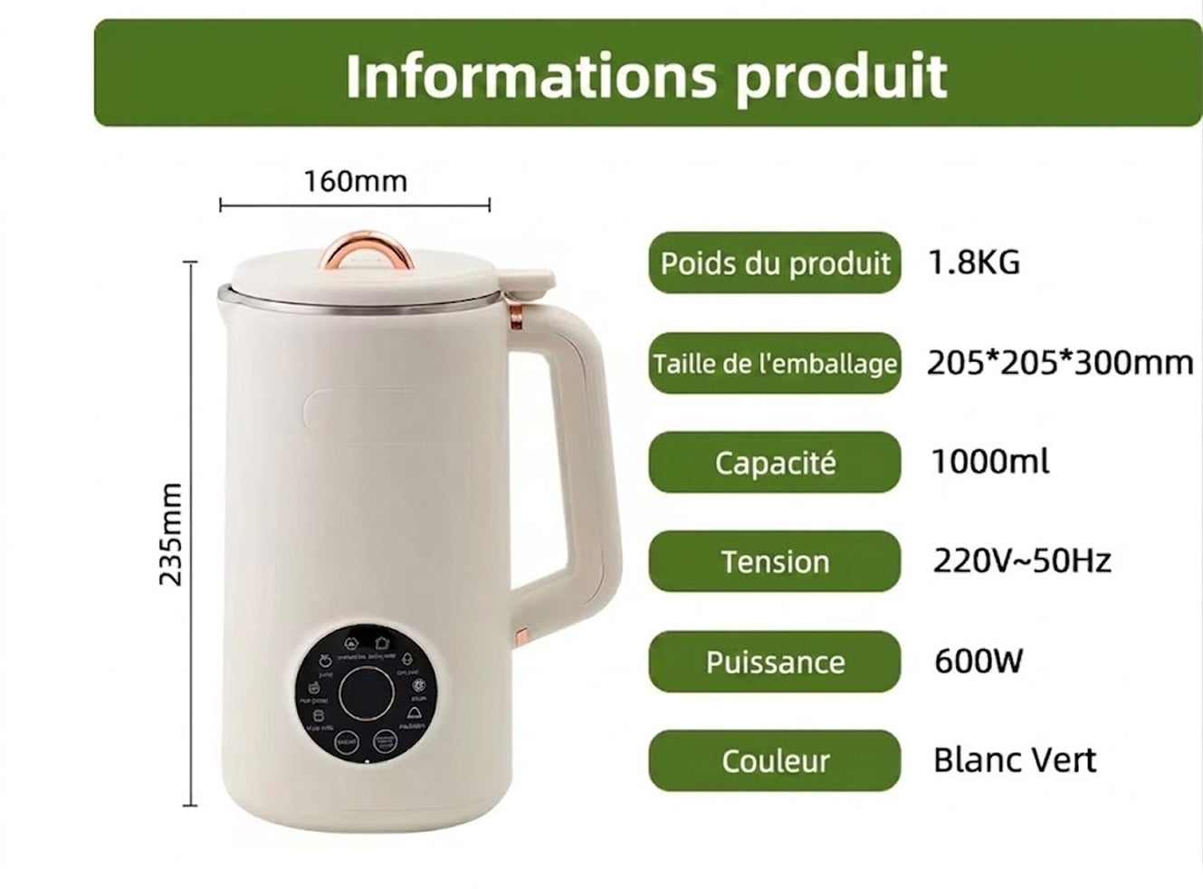 Nutrotix Machine à Lait Végétal Automatique 1000ml