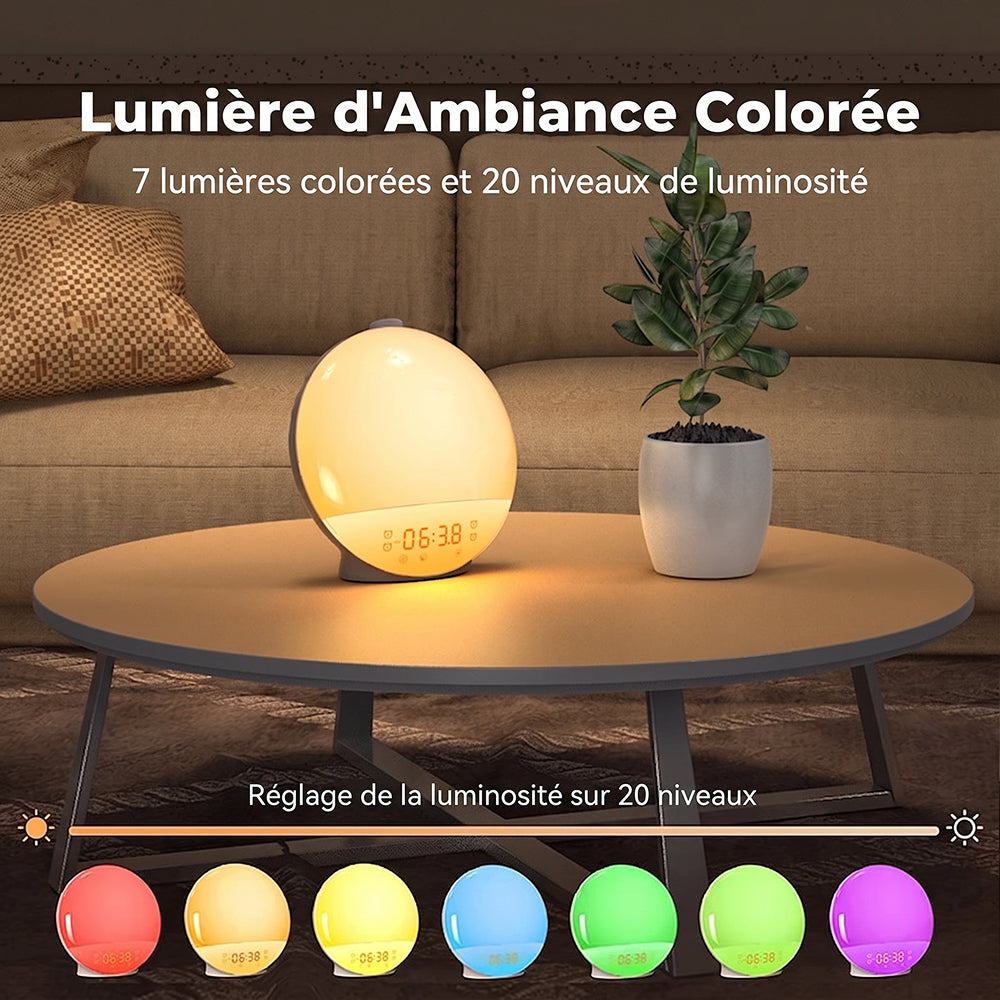 SerenBric Réveil Simulateur d'Aube avec Radio FM & Lumière d'Ambiance