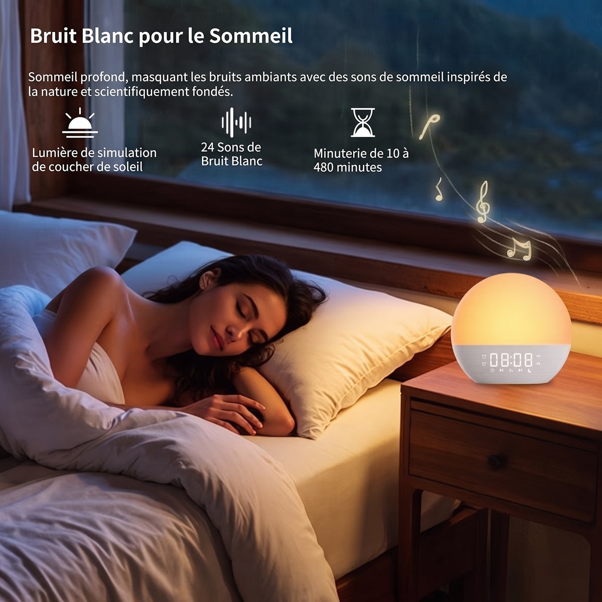 Réveil Lumineux TimeResdy | Alarme & Bruit Blanc