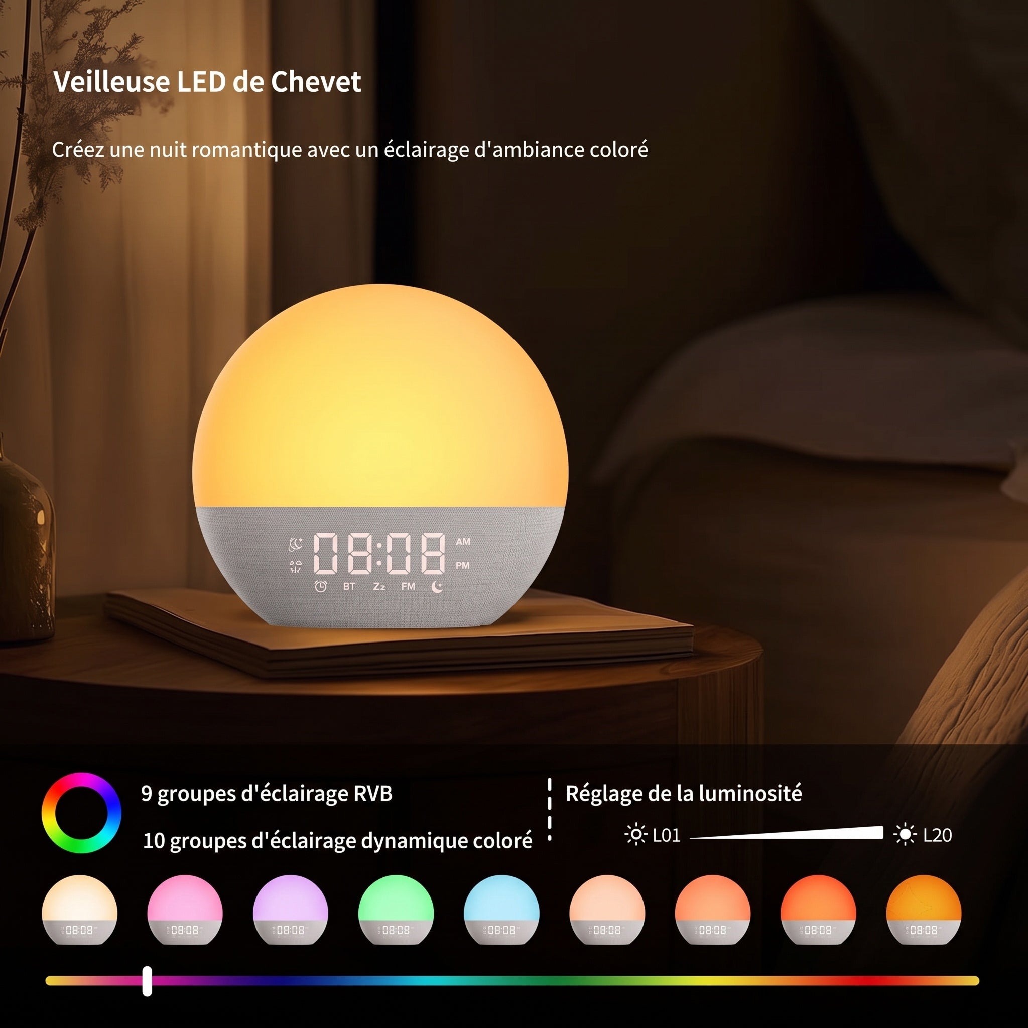 Réveil Lumineux TimeResdy | Alarme & Bruit Blanc