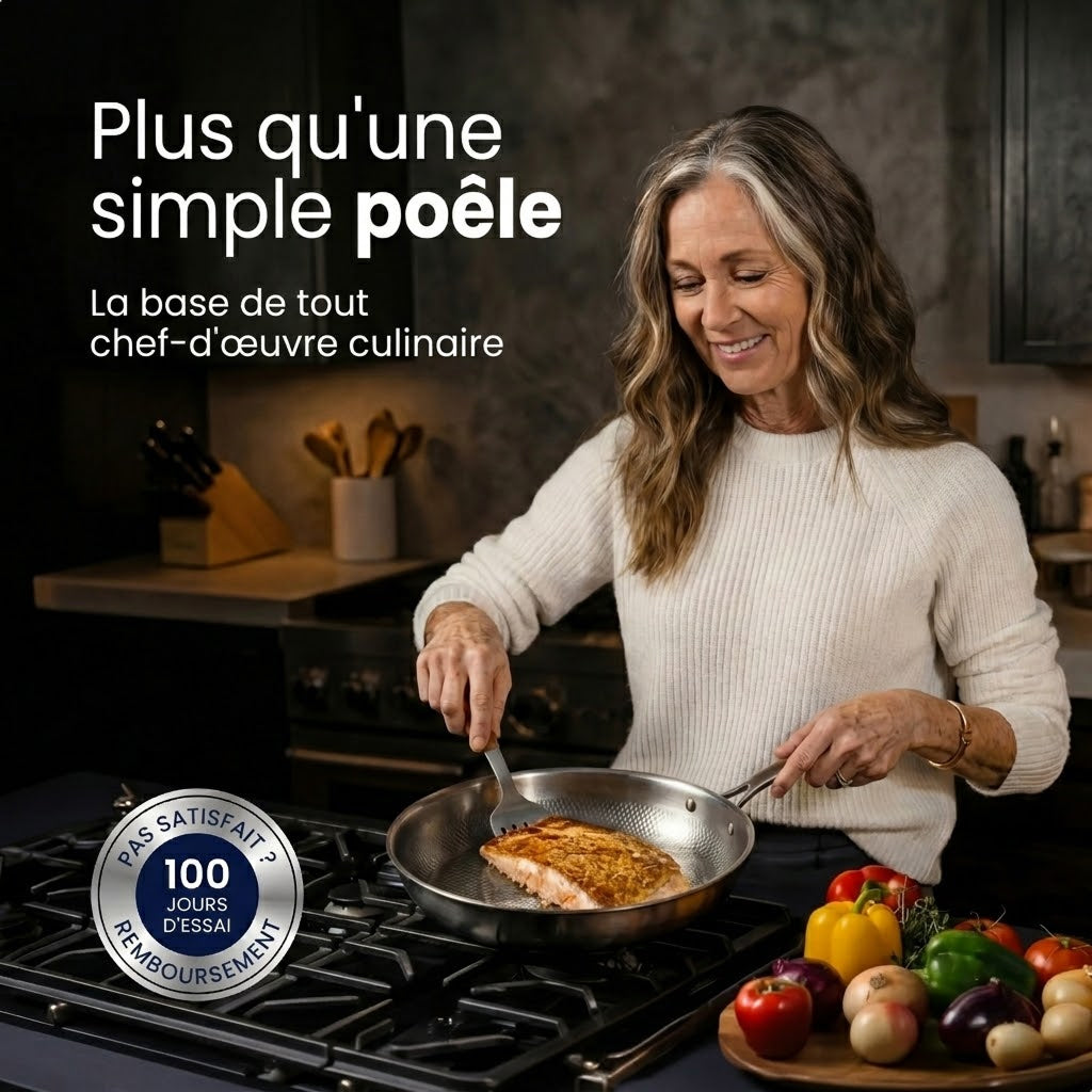 Poêle TitaKixi en Titane 100% Pur - Antiadhésive Naturelle, Sans Revêtement Chimique (Sans PFAS/PFOA), Compatible Induction et Gaz, Garantie à Vie