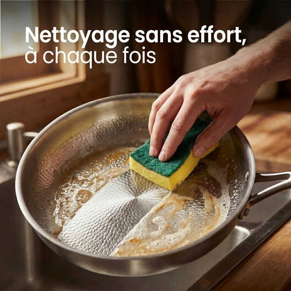 Poêle TitaKixi en Titane 100% Pur - Antiadhésive Naturelle, Sans Revêtement Chimique (Sans PFAS/PFOA), Compatible Induction et Gaz, Garantie à Vie