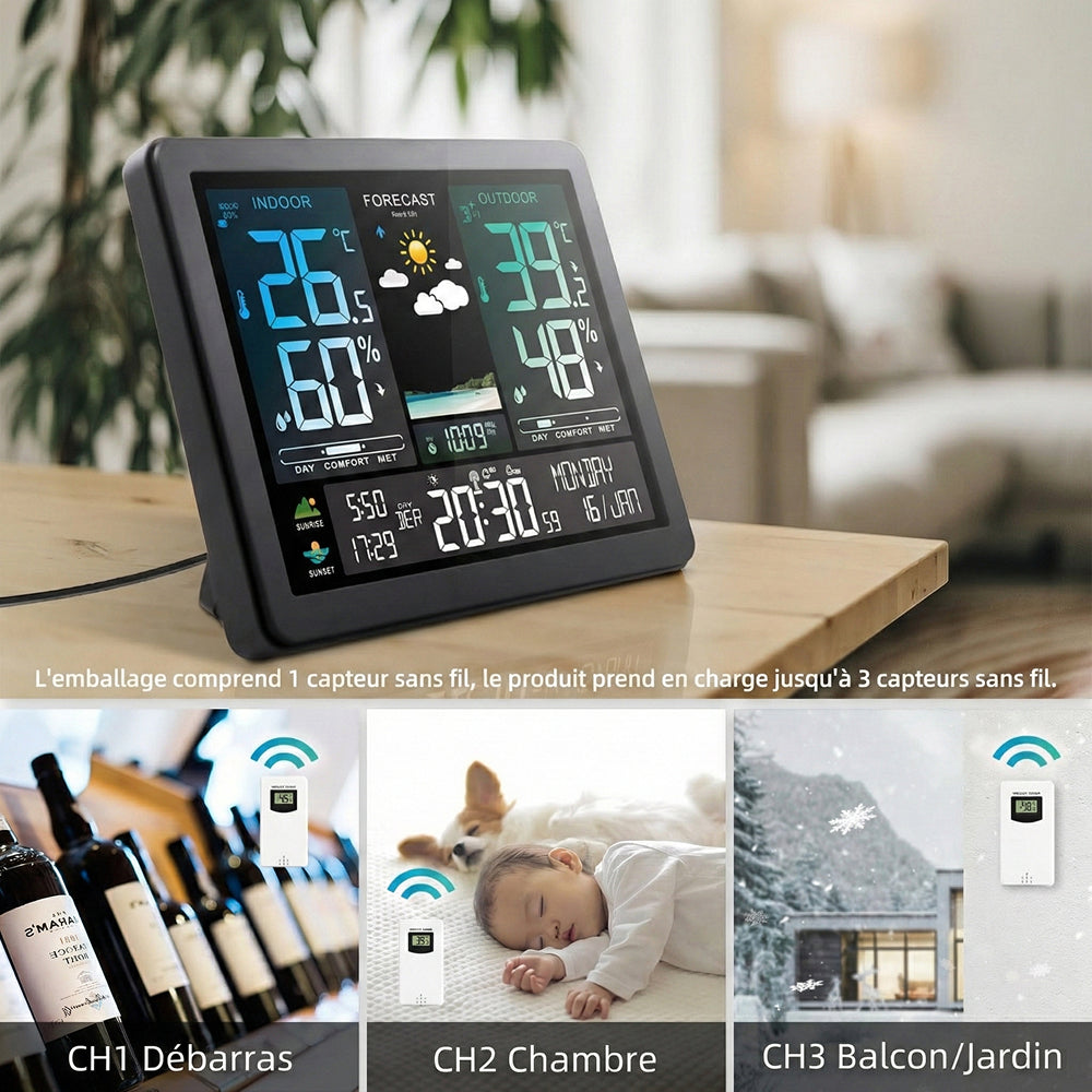 Station Météo TivaReox - Précision ±0,3°C, WiFi Multi-Zones (3 Capteurs), Alerte Moisissure