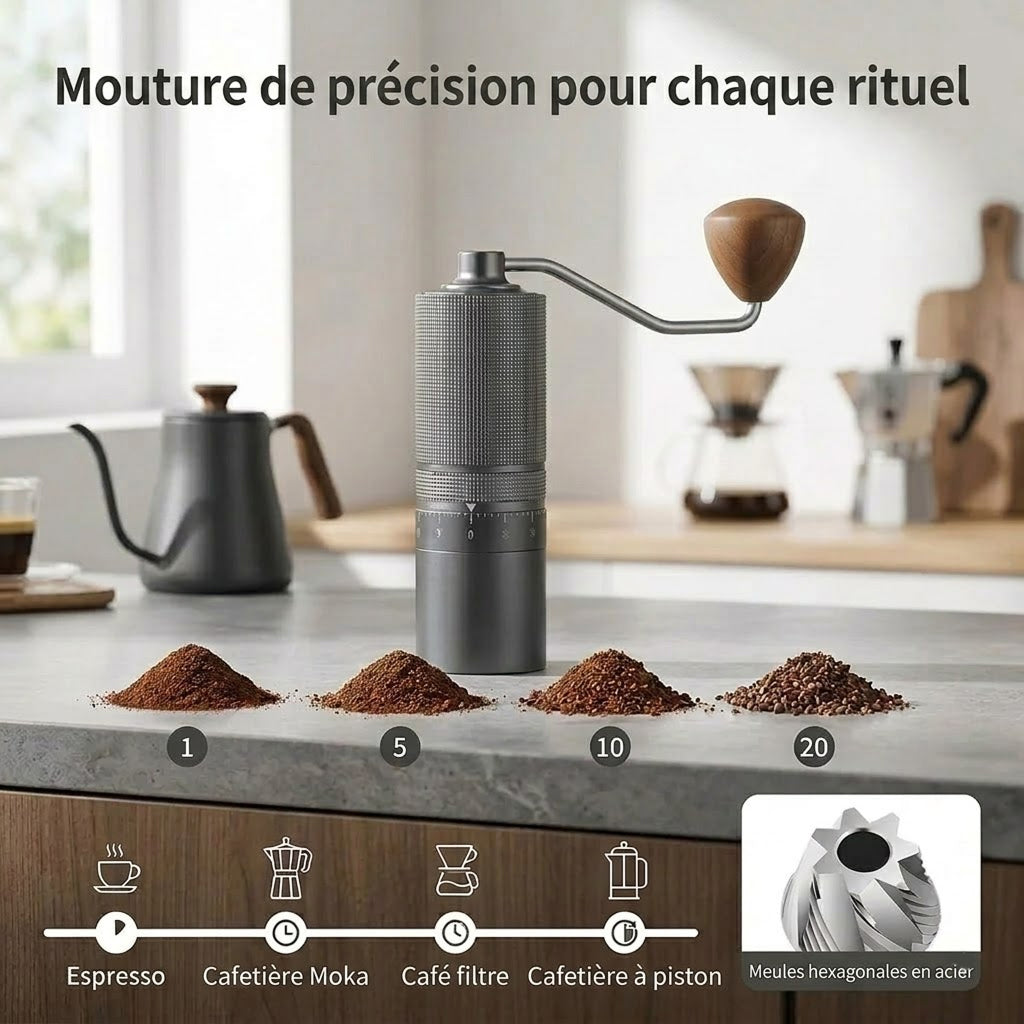 Moulin À Café Manuel TurnCafi Haute Précision Inox
