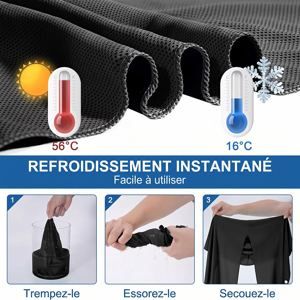 Serviette Rafraîchissante de 56°C à 16°C 0,1kg Légère Protection UV 40+ Vélouron