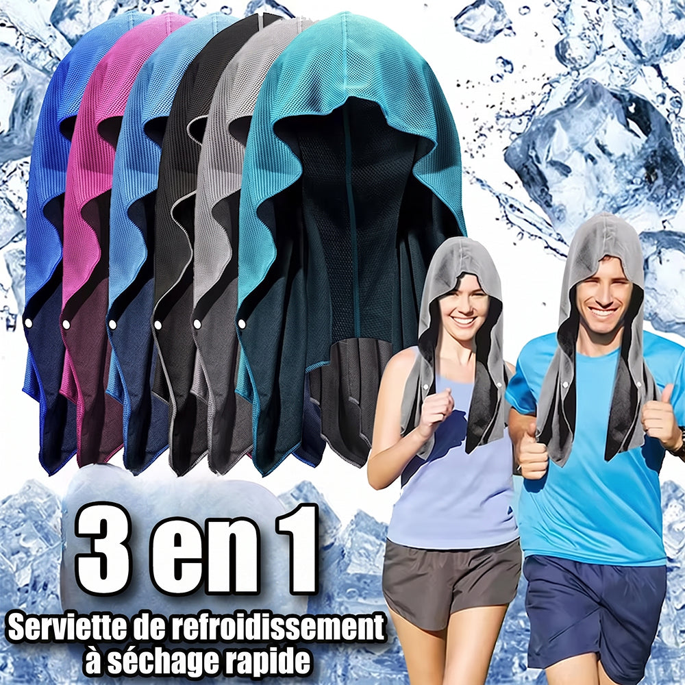 Serviette Rafraîchissante de 56°C à 16°C 0,1kg Légère Protection UV 40+ Vélouron