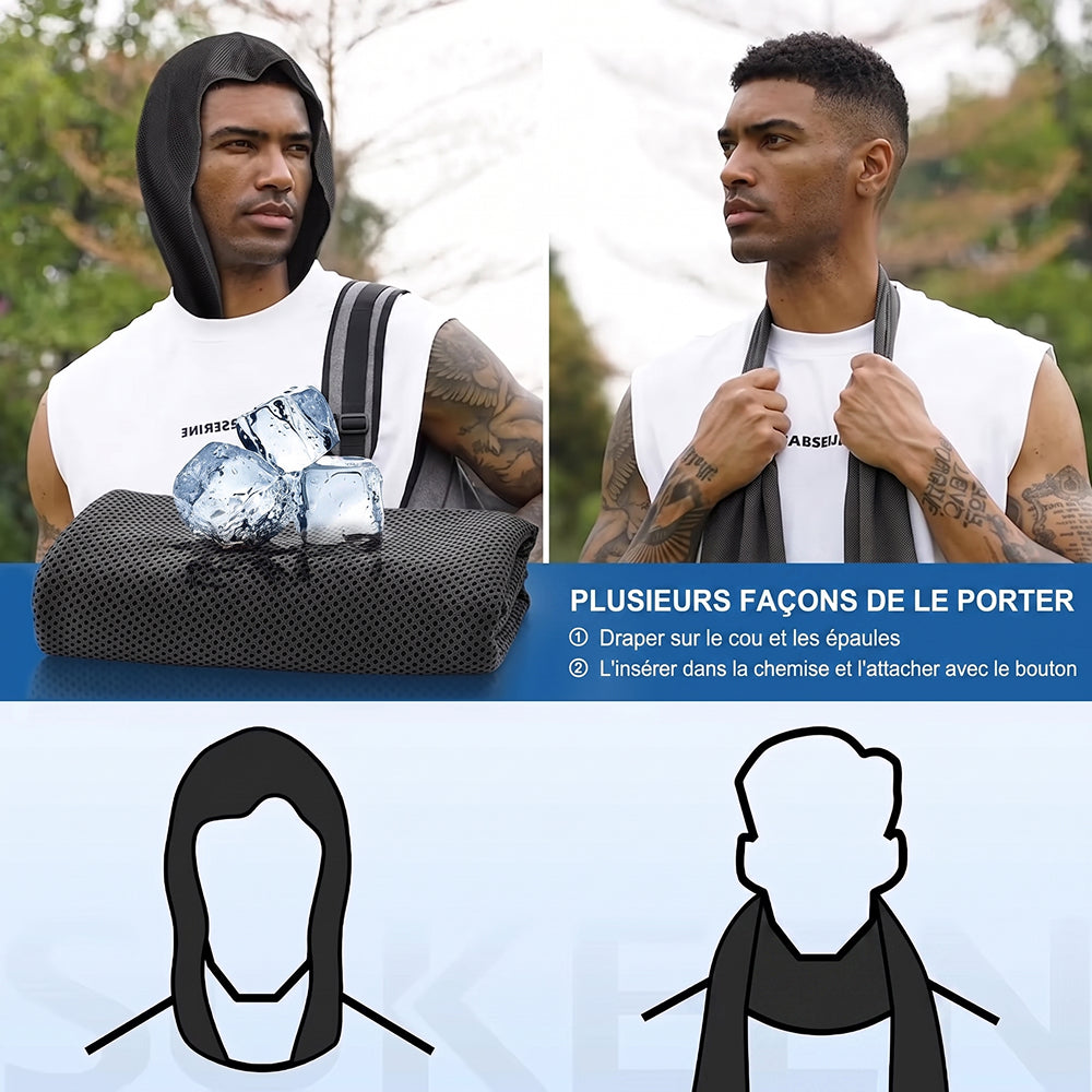 Serviette Rafraîchissante de 56°C à 16°C 0,1kg Légère Protection UV 40+ Vélouron